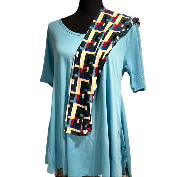 LulaRoe Perfect T Swing Top Small (8,10,12,14) & OS Leggings 2-10 Blue Bundle - Picture 16 of 17